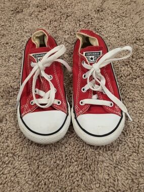 Converse Kids Red Low-Top Canvas Sneakers with White Accents
